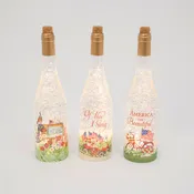 12.5 Inch Lighted Spinning Water Globe Bottles with Americana Design and Timer Set of 3