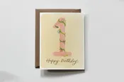 First Birthday Floral Number Greeting Card