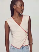 Blanket Stitch Hem Wrap Top