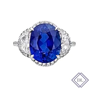 # 113 Oval Sapphire with Half Moon's &amp;amp; Pave