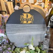 Botanical Initial | Initial & Family Name Personalized Wood & Marble Cutting Board  - 42210084R