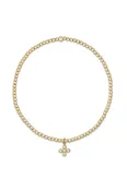 ENewton Classic Gold 2mm Bead Bracelet - Beaded Signature Cross Small Gold Charm