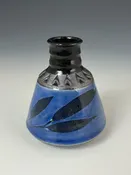 Bud Vase with Grasses in Sapphire Celadon — Suzanne Crane Fine Stoneware
