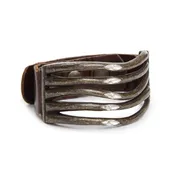 Brass Wave with Navettes Leather Bracelet