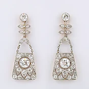 American 18kt Gold, Platinum &amp;amp; Diamond Pair of Earrings