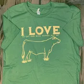 “I Love Cows” Tshirt – Heather Green Color