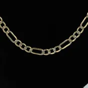 14k Two-Tone Gold Diamond Cut Figaro Link Chain Necklace – 24″