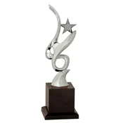 11.75 Silver Metal Star Art Award on Black Crystal Base