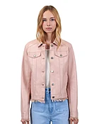Alexa Burnished Leather Jacket Petal