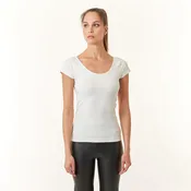 Niki Biki, Premium Seamless, Short Sleeve Scoop Neck Top in ivory