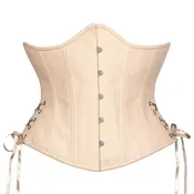 Beige Cotton Corset w/ Hip Ties, Slim Silhouette, Regular