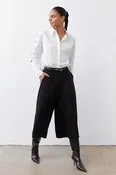 Cropped Wide Leg Pleat Pants