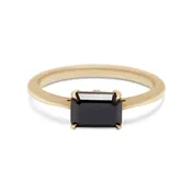 Bea East/West Solitaire Ring - 14k Gold & Black Diamond (7x5mm)