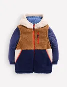 2-in-1 Borg Mix Panel Jacket-Navy