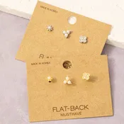 3Pc Gold Pearl Studded Earrings