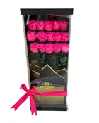 20 Luxury Long- Pink Stem Preserved Roses in Fancy Acrylic Box
