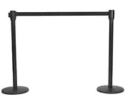 Black Retractable Belt Stanchion with 3 Hooks