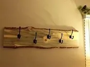 Live Edge Coat Rack, 5 Hooks, 36 " Long, Hand Made and Solid wood.