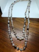 60 Inch Hand Knoted Vintage  Mixed color White Onyz beaded Necklace