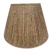 18" Silk Sari Lampshade - Olive Geometric