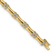 14k Gold Diamond Bamboo Bracelet, 7 Inch