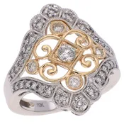 10K White and Yellow Gold Diamond Ring