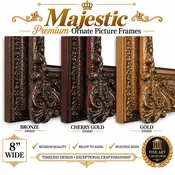 20x24 Ornate Picture Frame - 8-Inch Majestic European Royal Vintage Antique Style Frame