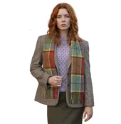 100% Irish Wool Scarf - Autumnal Earth Tone Tartan Plaid, 12" x 60", Made in Ireland