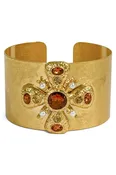 Aleah Topaz and Gold Byzantine Cross Cuff Bracelet