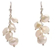 Keshi Pearl Cluster Dangle Earrings | AAA 4-6mm Natural White Genuine Cultured Pearls