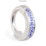 14K White Gold And Blue Sapphire Belly Ring