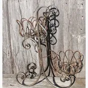 2 Tier Wrought Iron Fancy Basket Rack Display Rack