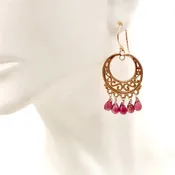 14K Yellow Gold Rubellite Tourmaline Earrings - Chic Style
