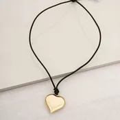 18k Gold Plated Heart Pendant Adjustable Cord Necklace