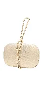 Satin Oval Box Handbag with Rhinestone Hand Strap