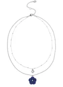 Blue Soft Touch Flower Delicate Prelayered Necklace