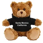 11" Santa Monica Sitting Teddy Bear in Hoodie - Black