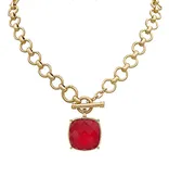 25mm Square Stone Pendant Necklace