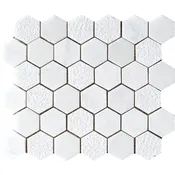 Glacier Textured Hexagon 2 Marble Mosaics 10 3/8x12