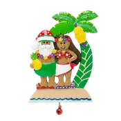 182N: Hawaiian Santa Banana Couple Ornament