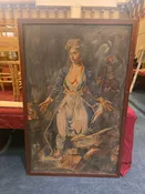 Lot 001 - Antique Oversized Oil Painting on Canvas After Eugene Delacroix "Greece on the Ruins of Missolonghi", 40-1/8" W x 61-5/8" H