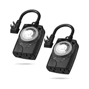 24 Hour Mechanical Waterproof Outdoor Timer With 2 Grounded HBN