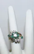 14K Gold Estate Diamond & Emerald Designer Signed Cluster Ring — Sir Richards Antiques & Fine Art Center ~ Est. 1971