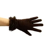 Beautiful Suede Glove with Rabbit fake Fur Cuff in Many Colors