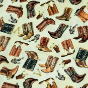 Yellowstone Fabric Collection - Cowboy Boots Ecru