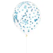 12in Clear Latex Balloon with Light Blue Foil Confetti 6ct