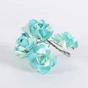 12 Paper Flowers Jade w. Ivory Paper Flowers (6x12)