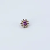 Astra Flower - Pink Sapphire, Champagne Diamond - 14k Yellow Gold - 18g/16g -6mm - Threaded - Auris — MODERN RITUAL