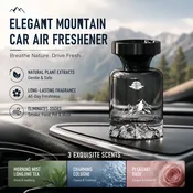 110ml Long-Lasting Car Air Freshener ¨C Natural plant extracts, eliminates smoke & pet odours. Weeks of freshness. Mountain design. Breath e