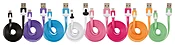 Micro USB Flat Charging Cable Charger, Assorted Colors, 3-Ft.